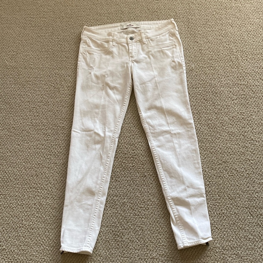 Hollister Distressed Low Rise Skinny Jeans Pants White Size 5R Juniors EUC